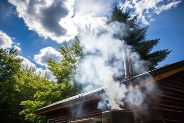 smoke billowing from an outdoor smokers stack