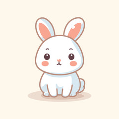 Cute cartoon rabbit character. Vector illustration in flat design style.