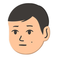 Doodle Flat Clipart. Simple portrait, avatar of a young man

