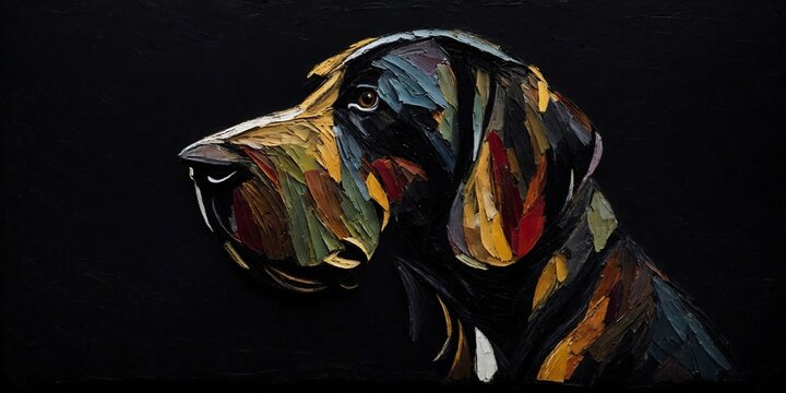acrylic portrait painting of a dog using minimal colors