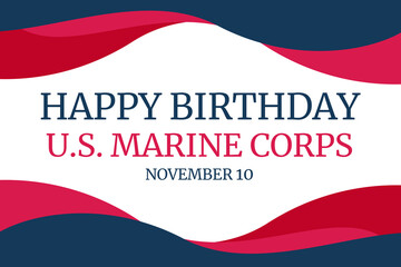 US. Happy Birthday the United States Marine Corps Wallpaper with traditional border design. Marine corps birthday backdrop cover poster - obrazy, fototapety, plakaty