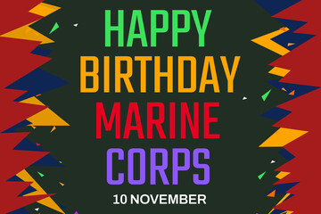 US. Happy Birthday the United States Marine Corps Wallpaper with traditional border design. Marine corps birthday backdrop poster