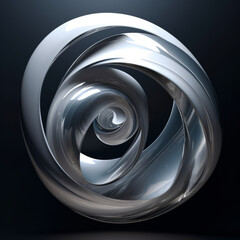 Abstract silver liquid vortex on the black background