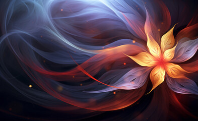 Abstract neon magical flower swirls background