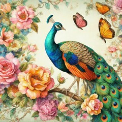 peacock with feathers. IA Generativa