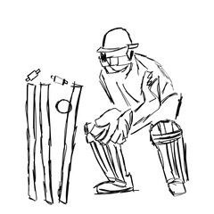 sketch of a keeper taking a wicket. - obrazy, fototapety, plakaty