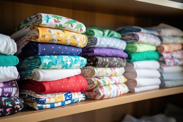 Fototapeta na wymiar cloth diapers stacked neatly on a shelf