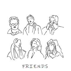 friends. hand drawn line art vector of Happy People Toss Up Person Celebrating Success, Group of Positive Friends Celebrate Victory Achievement Together, Joyful Characters Team Congratulation Woman Co