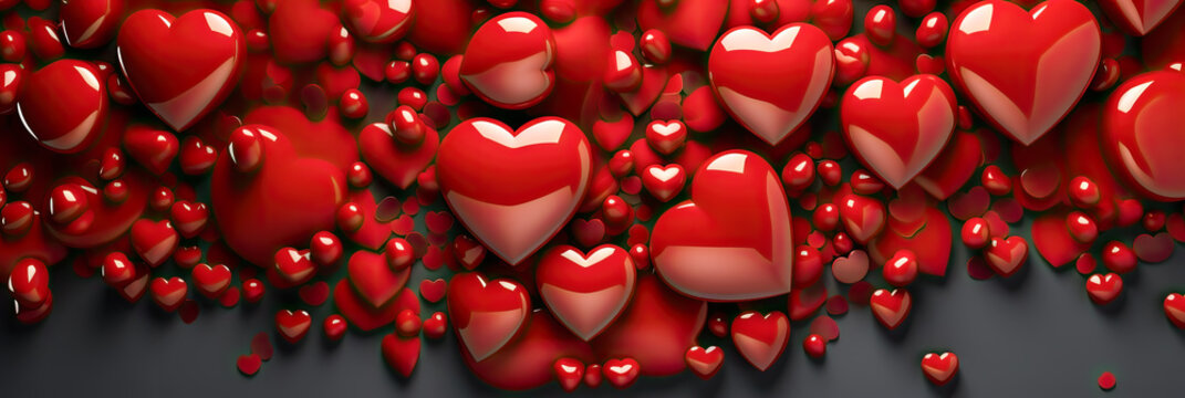 red hearts background . banner concept for valentine and love . 