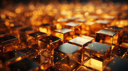Fototapeta premium abstract background with cube pattern, golden geometric wallpaper