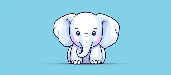 Fototapeta premium Cute cartoon elephant drawn with a cold gradient line