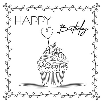 Geburtstagskarte mit Cupcake mit  transparentem Hintergrund 