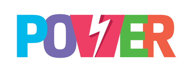 lightning bolt, word power. colorful power logo