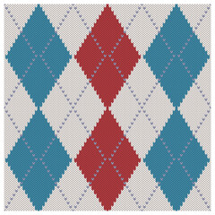 Knitted plaid fabric pattern seamless vector design.
