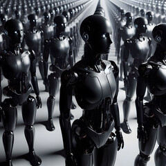 Naklejka premium army of AI humanoid robots