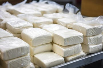 scaled bags of cream cheese ready for shipment