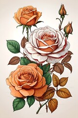 rose flowers and plat depth vector illustration