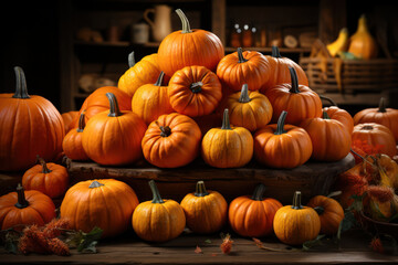 Halloween pumpkin and pumpkins. Generative Ai.