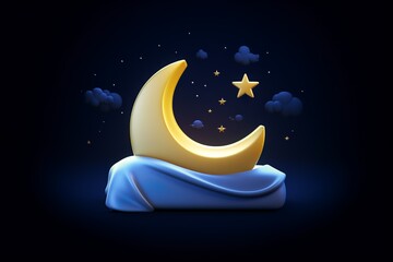 Obraz na płótnie Canvas cute 3d night, sleep icon