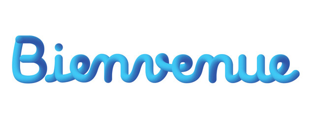 Bienvenue text writing, French language for Welcome. Fluid design and colorful.