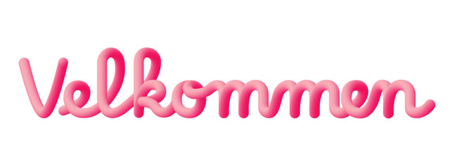 Velkommen text writing, Norwegian language for Welcome. Fluid design and colorful.