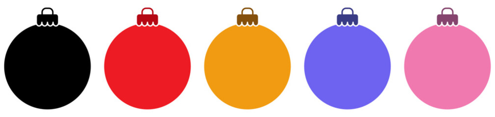 Set of color Christmas balls. Symbol of Happy New Year. Vector illustration isolated on white background