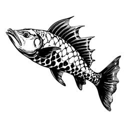 Fish Sea under Water Depth Manta Ray Tattoo Print Stamp