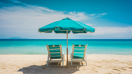 Umbrella and chair on the beautiful tropical beach