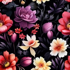 Kolorowe kwiaty nocą