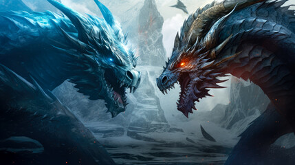 two fighting dragons