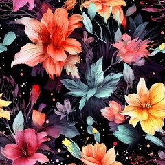 Kolorowe kwiaty nocą