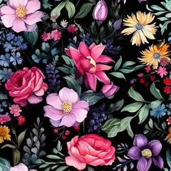 Poster Kolorowe kwiaty nocą © Stanisaw