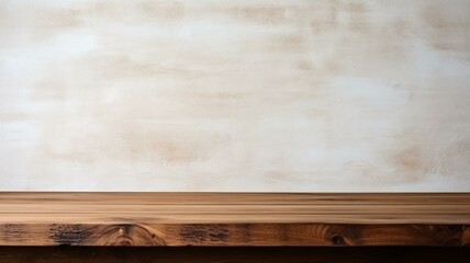 Wooden bench and rustic wall background
