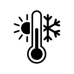 Thermometer with sun and snowflake icon - obrazy, fototapety, plakaty
