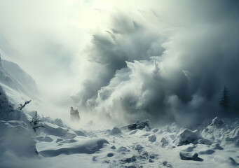 A Snow Storm or Avalanche Poster, Capturing the Raging Whisper of Winter's Deadly Embrace, Crafted by Generative AI
