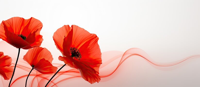 White background with poppy flower