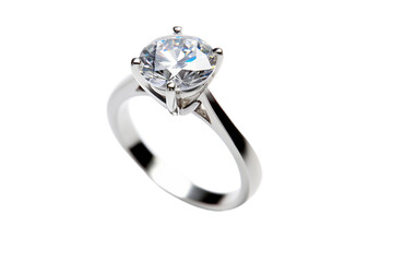 Dazzling Diamond Solitaire Ring on transparent background.