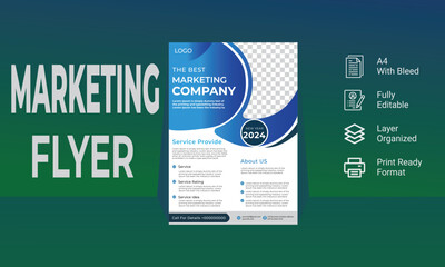 Modern  marketing business flyer design template , business flyer layout editable vector file, A4 size marketing business flyer design template.