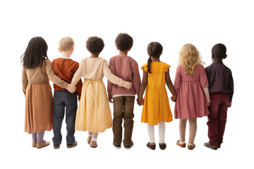 Diverse Group of Children from Different Nations on transparent background.