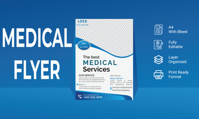 Modern  medical business flyer design template , medical business flyer layout editable vector file, A4 size  design template.