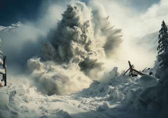 A Snow Storm or Avalanche Poster, Capturing the Raging Whisper of Winter's Deadly Embrace, Crafted by Generative AI