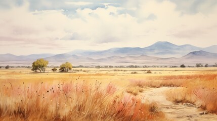 Captivating watercolor painting of a breathtaking natural scene, abundant with dense foliage, flowing rivers, vibrant hues, during the morning and evening, when the sun radiates, suitable for wall art