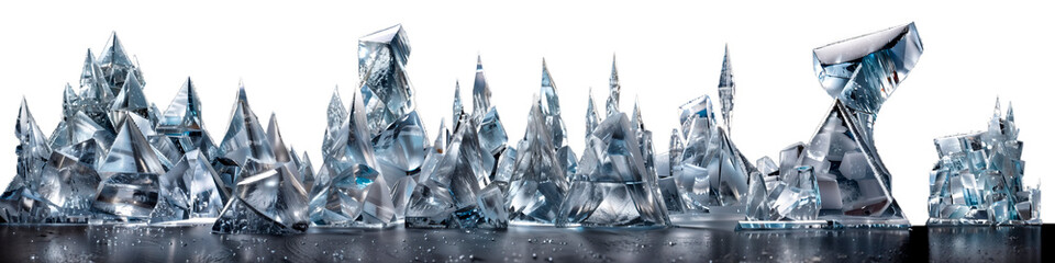 Ice surface isolated on transparent png background. winter decoration. Snow background. Snowdrift. Generative AI