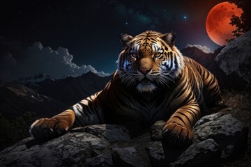tiger in the night photo