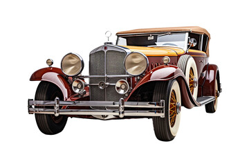 Antique Car Restored to Former Glory on transparent background. - obrazy, fototapety, plakaty