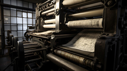 Beautiful vintage printing factory illustration - obrazy, fototapety, plakaty