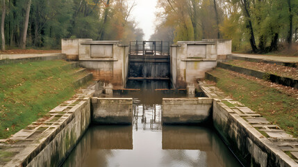 Fototapeta na wymiar Barrage blocking the acces of a canal