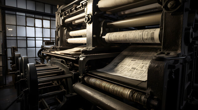 Beautiful Vintage Printing Factory Illustration