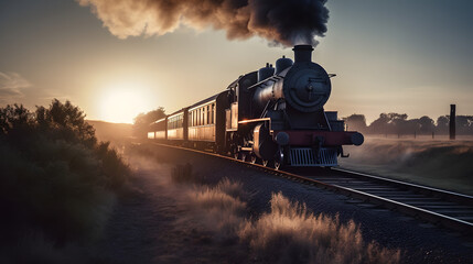 Steam train in the morning