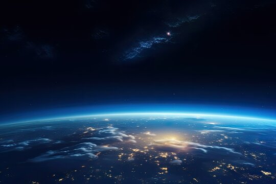 Night view of the planet Earth from space, Elements of this image furnished by NASA, Earth Space View, 3D rendering